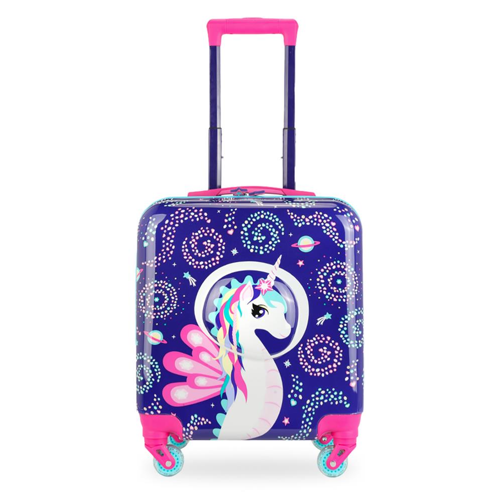 Milk&Moo Girl's 3D Suitcase With Light-Up Wheels - Purple - 46 cm