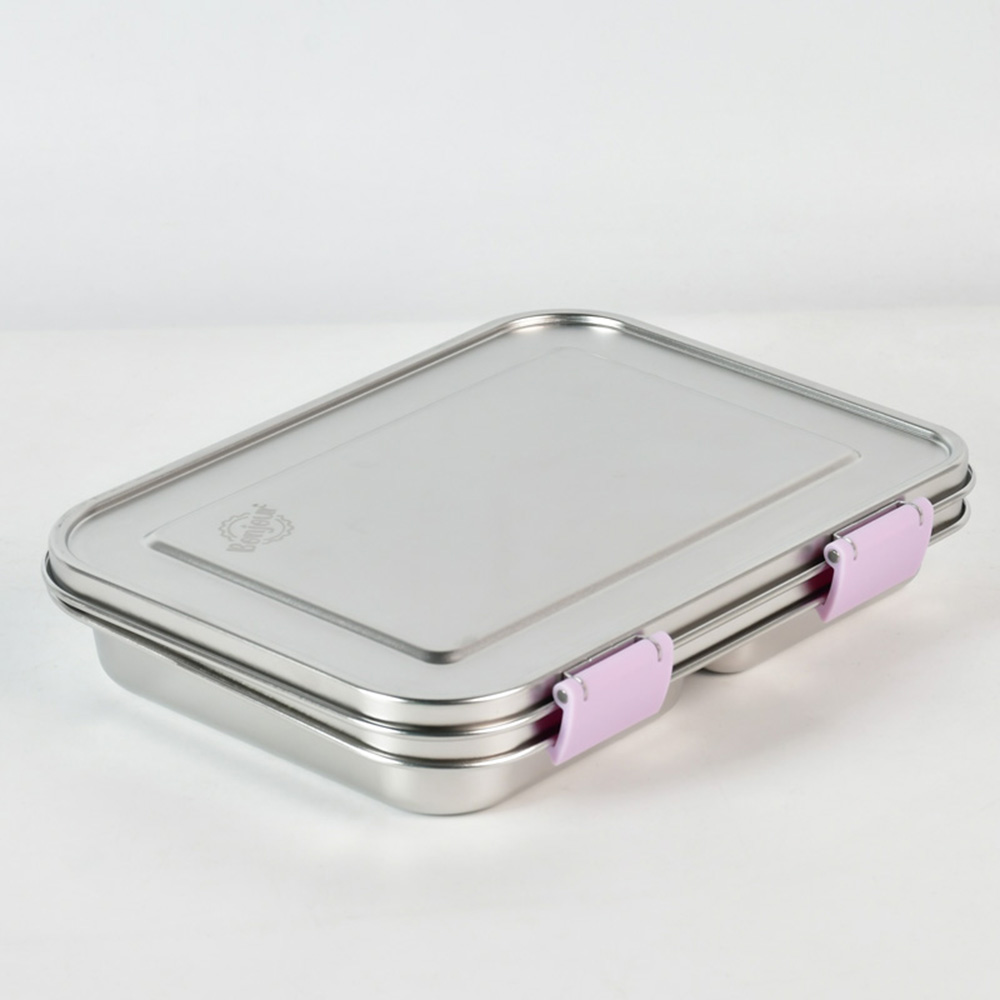 Bonjour - 3-Compartment Stainless Steel Mini Lunch Box - Purple