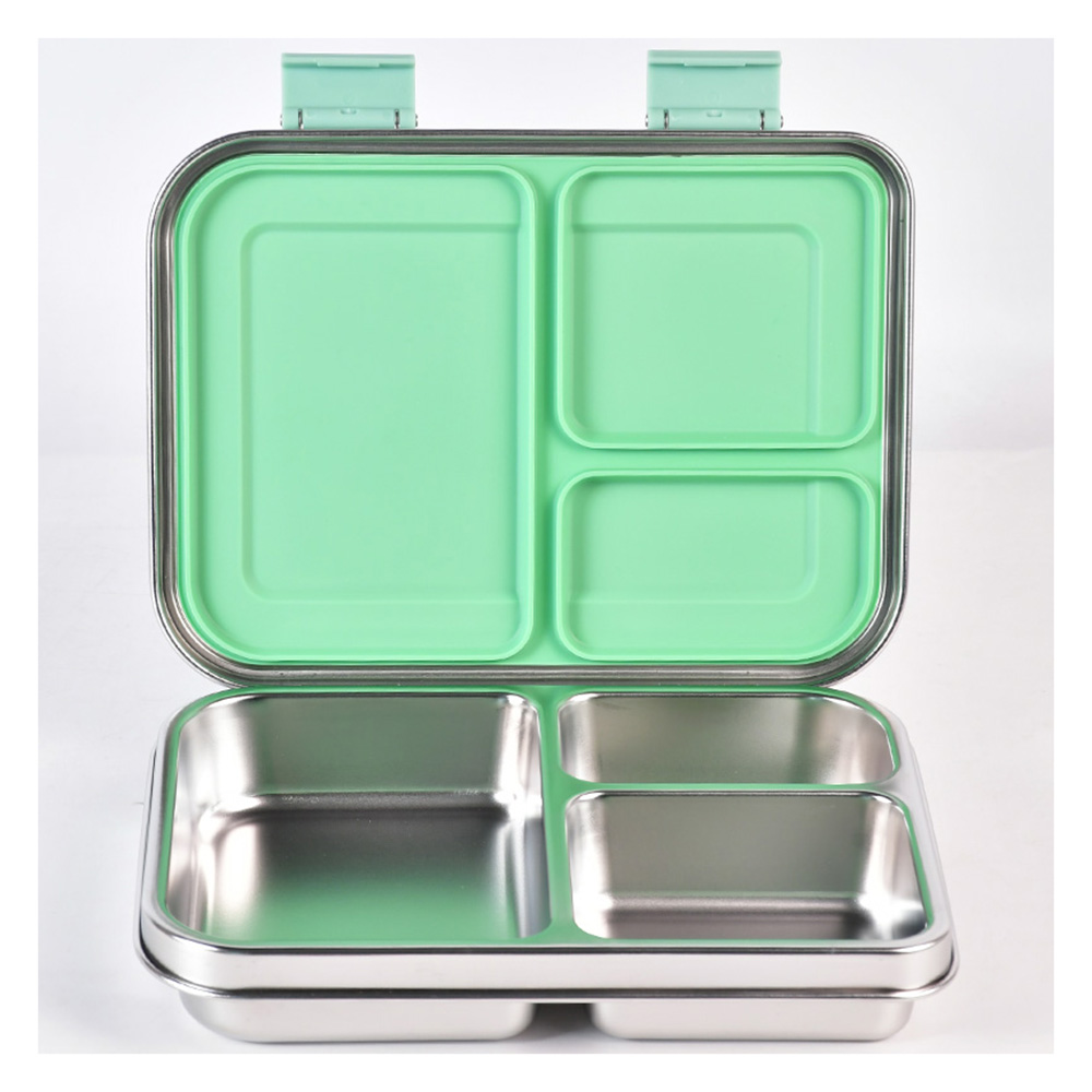 Bonjour - 3-Compartment Stainless Steel Mini Lunch Box - Green