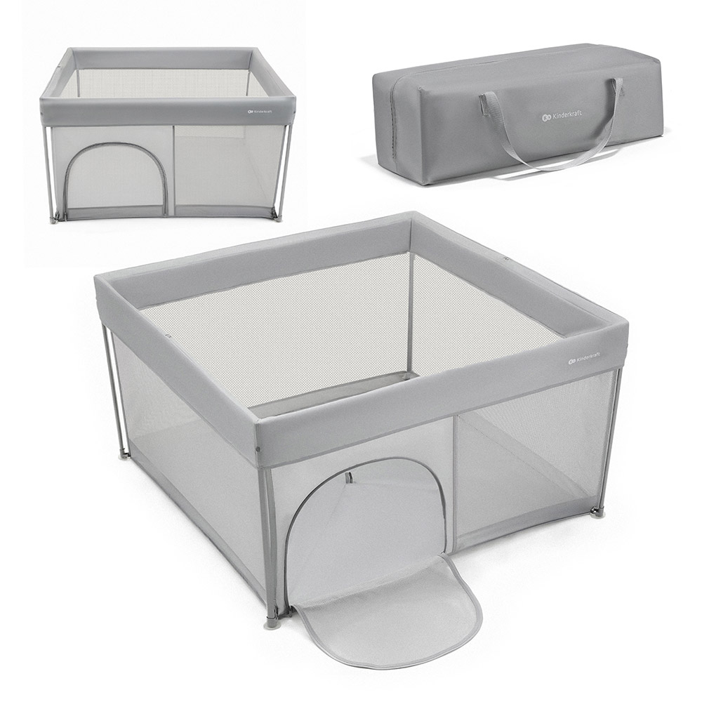 Kinderkraft - Ziki Foldable Playpen - Grey - 126.5 x 126.5 cm