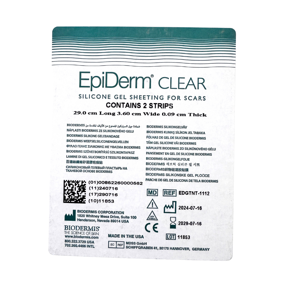 Bioderms - Epiderm Silicone Gel Scar Strips - Clear - 2 Pcs