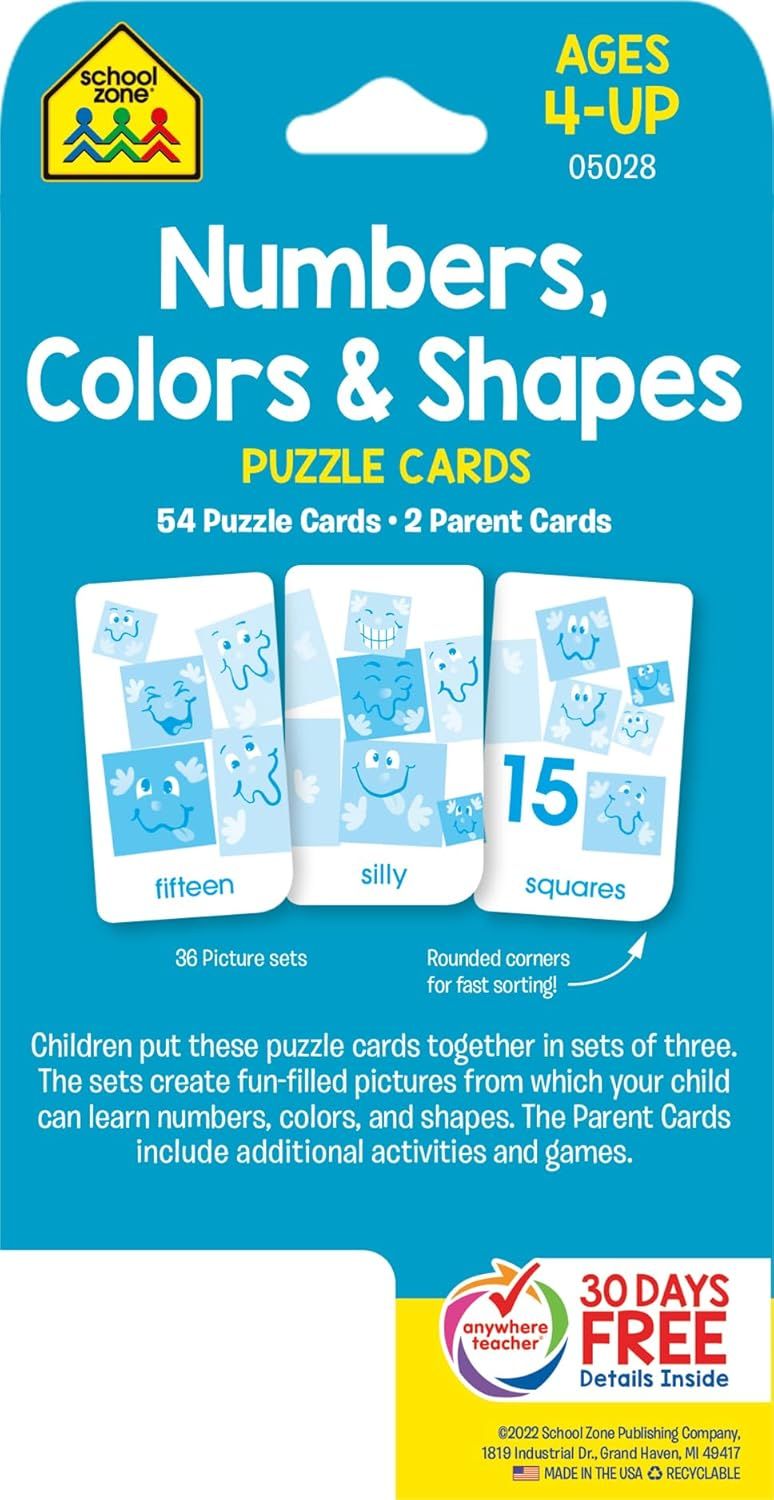 Puzzle Cards Numbers, Colors & Shapes