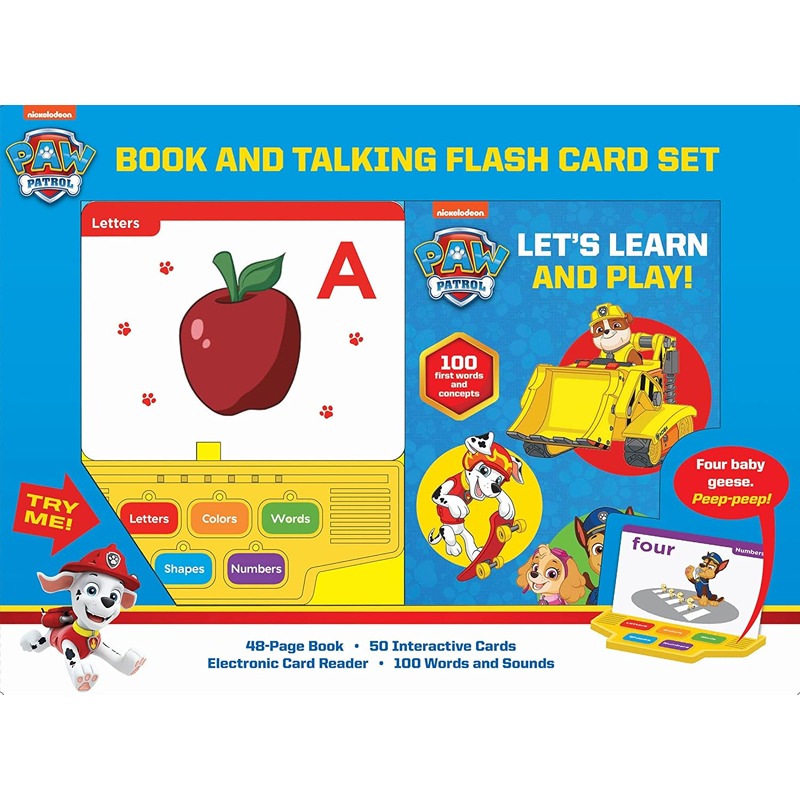 Nickelodeon Paw Patrol: Let's Learn & Play! Book & Talking Flash Card Set