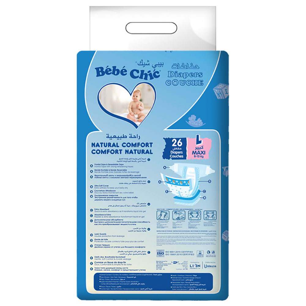 Bebe Chic - Maxi Baby Diaper - 8-13kg - Size L - 26pcs