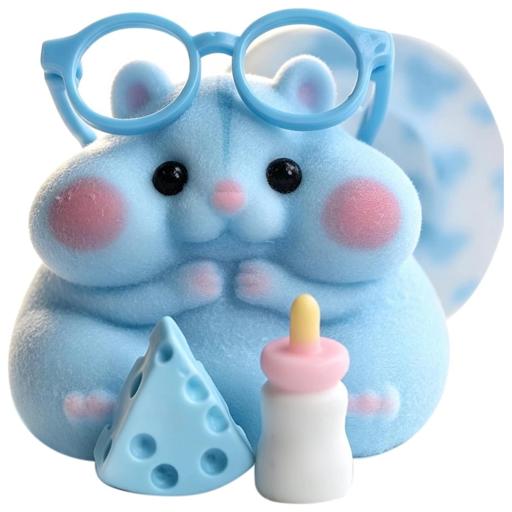 Galaxy Toys - Cute Squeeze Fuzzy Hamster Squishy Toy With Accessories