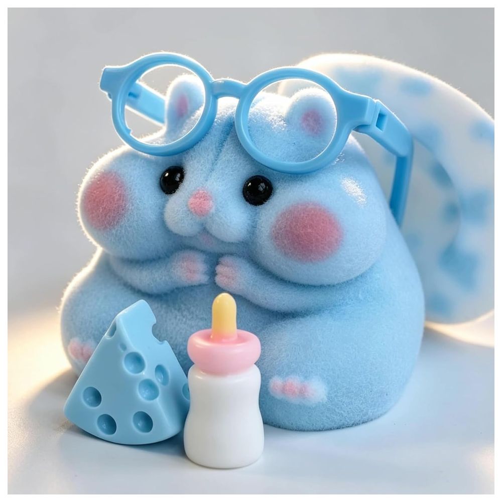 Galaxy Toys - Cute Squeeze Fuzzy Hamster Squishy Toy With Accessories