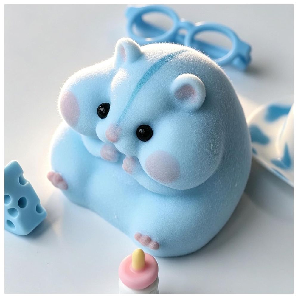 Galaxy Toys - Cute Squeeze Fuzzy Hamster Squishy Toy With Accessories
