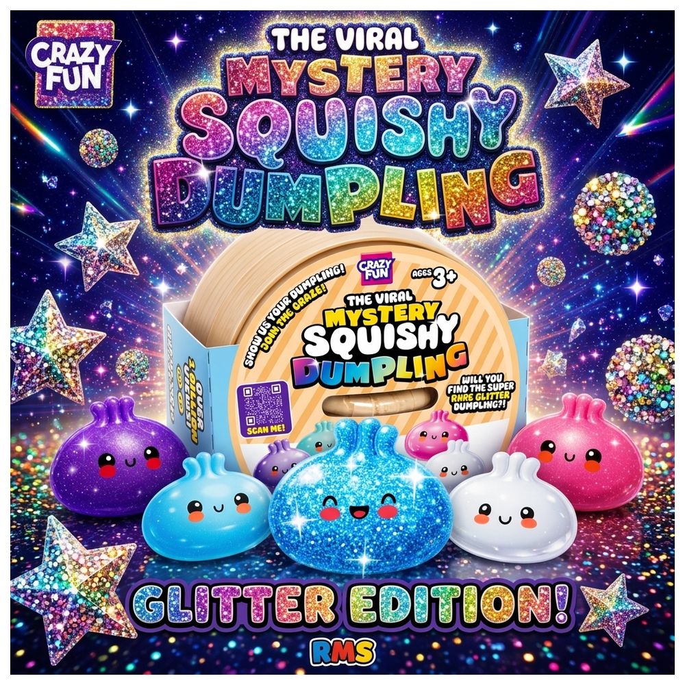 RMS - Crazy Fun The Viral Mystery Squishy Dumpling Toy - Rainbow Glitter