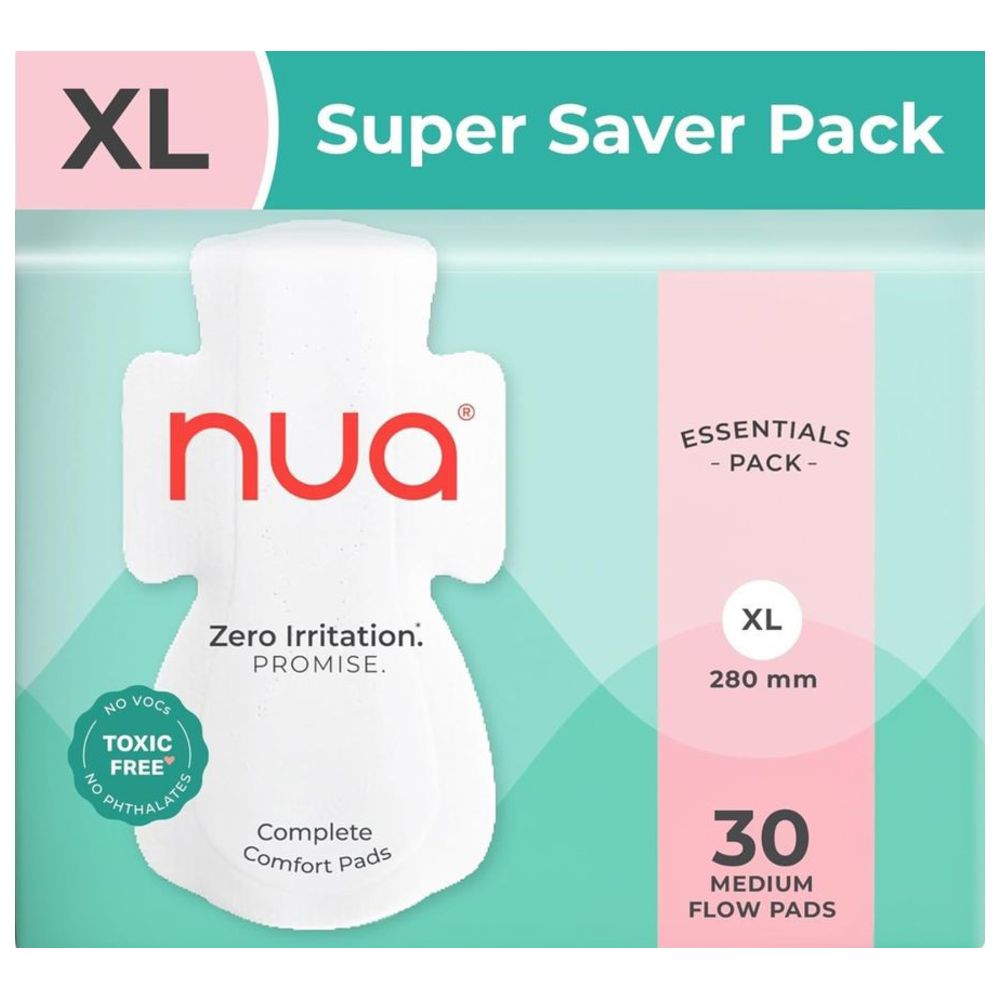 Nua - Women Unscented Cotton Sanitary Pads - Medium - 30 Pcs