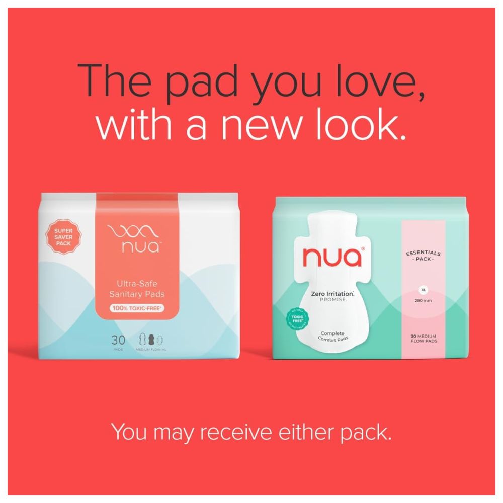 Nua - Women Unscented Cotton Sanitary Pads - Medium - 30 Pcs