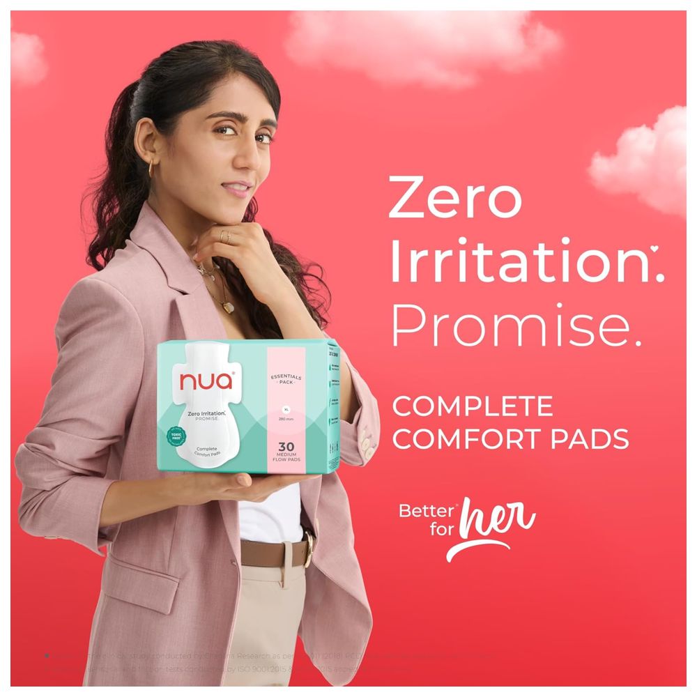 Nua - Women Unscented Cotton Sanitary Pads - Medium - 30 Pcs