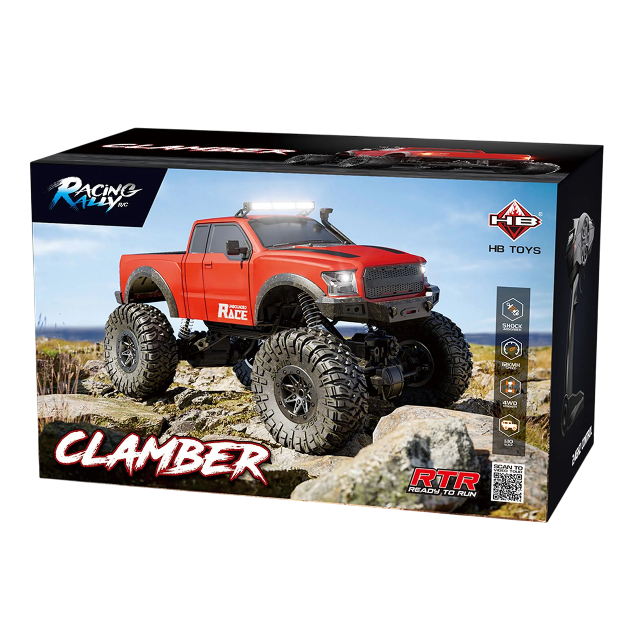 Amsham - 1:10 Racing Rally Remote Control Clamber Truck - Red