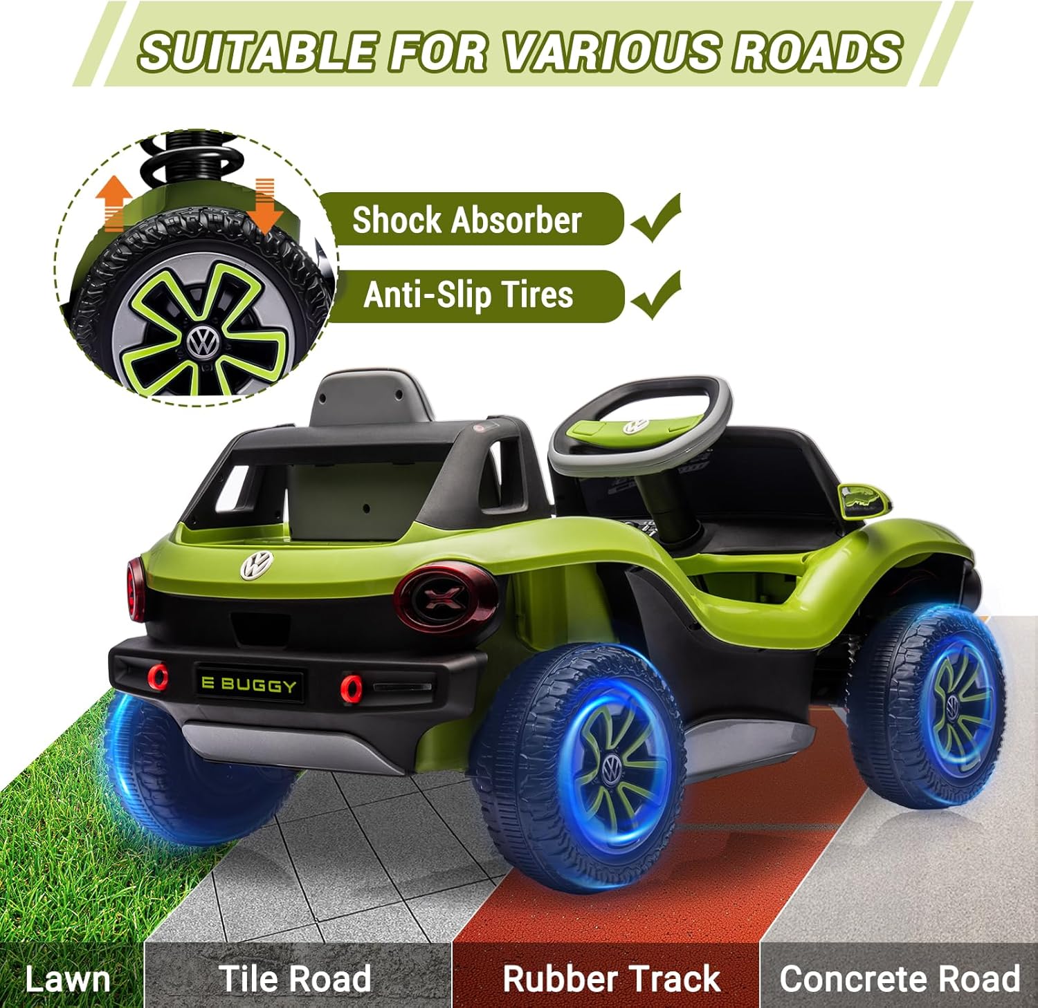 Amsham - Volkswagen E-Buggy Electric Ride-on Car - Green