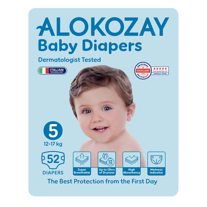 Alokozay - Premium Baby Diapers 12-17kg - Size 5 - 52 Diapers
