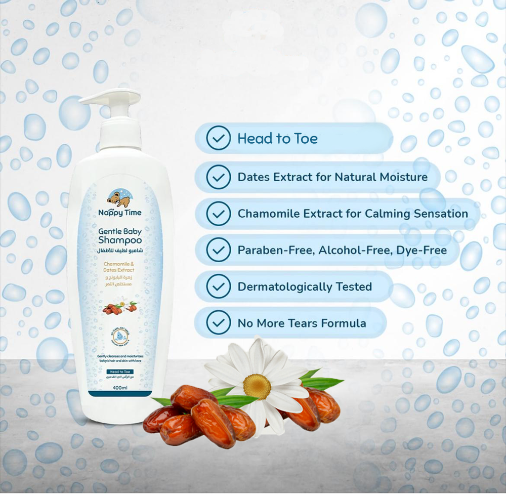 Nappy Time - Gentle Baby Shampoo With Dates & Chamomile Extract - 400ml