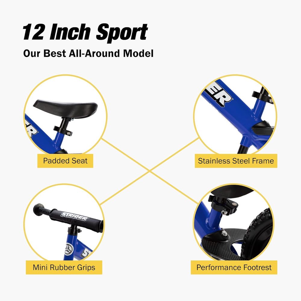 Strider - No Pedal Balance Sport Bike 12Inch - Blue