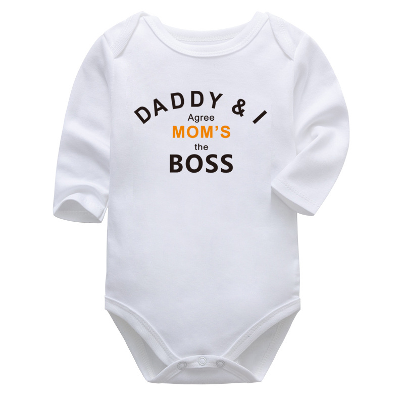 Matching Family Daddy & I Agree Mom's the Boss Baby Romper - White