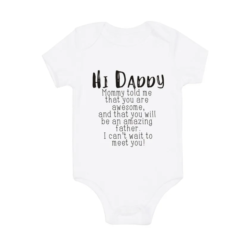 Matching Family Hi Daddy You Are Awesome Printed Baby Romper - White