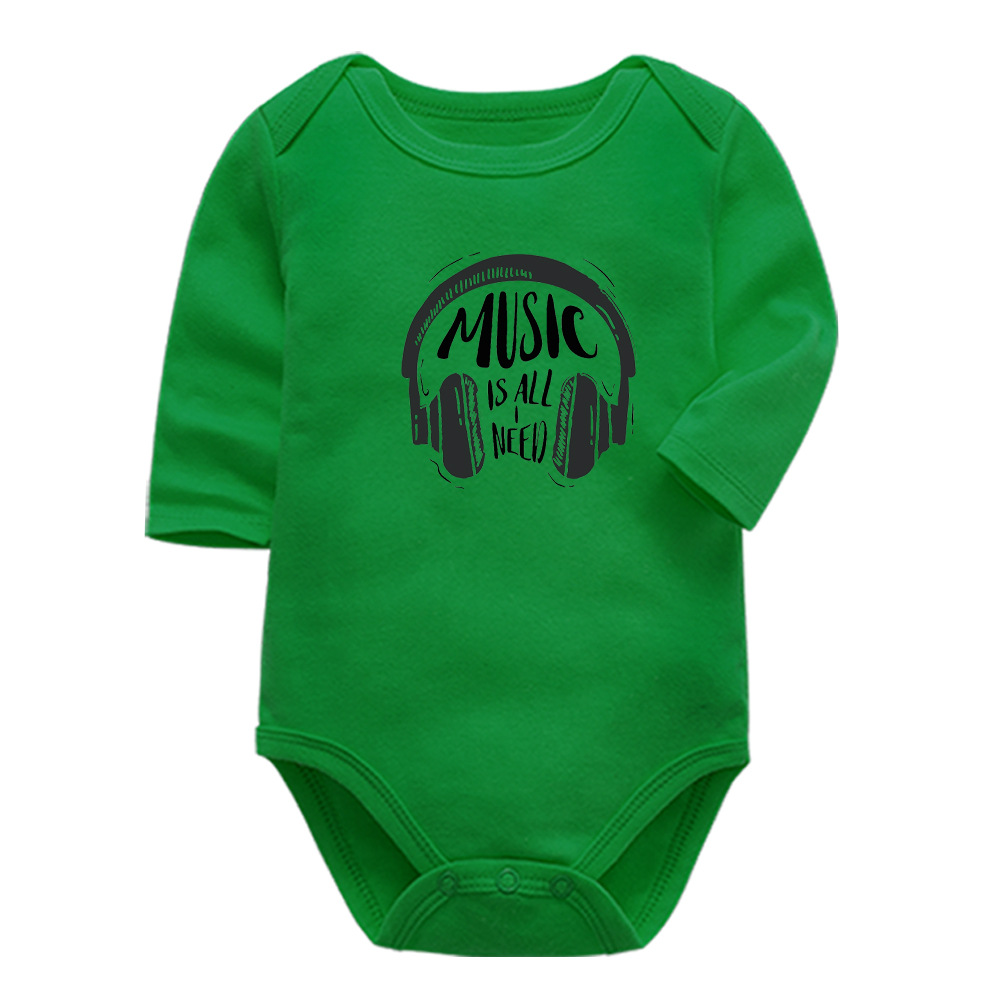 Matching Family Music Is All I Need Printed Baby Romper - Green