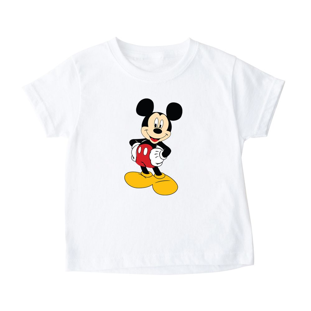 Matching Family Mickey Mouse Printed Kids T-Shirt - White