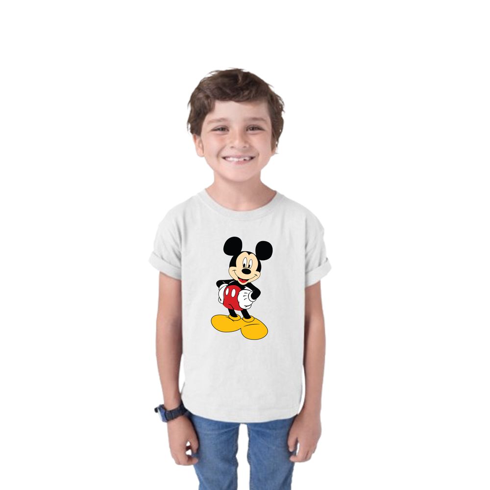Matching Family Mickey Mouse Printed Kids T-Shirt - White