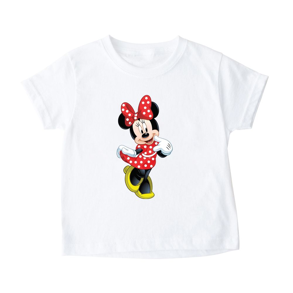 Matching Family Minnie Mouse Printed Kids T-Shirt - White