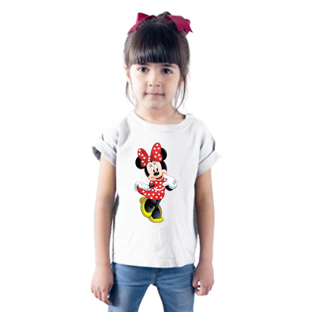 Matching Family Minnie Mouse Printed Kids T-Shirt - White