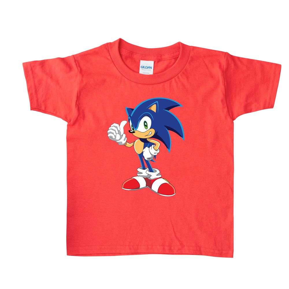 Matching Family Sonic the Hedgehog Printed Kids T-Shirt - Red