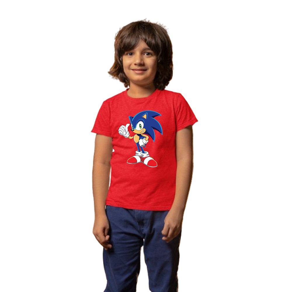 Matching Family Sonic the Hedgehog Printed Kids T-Shirt - Red