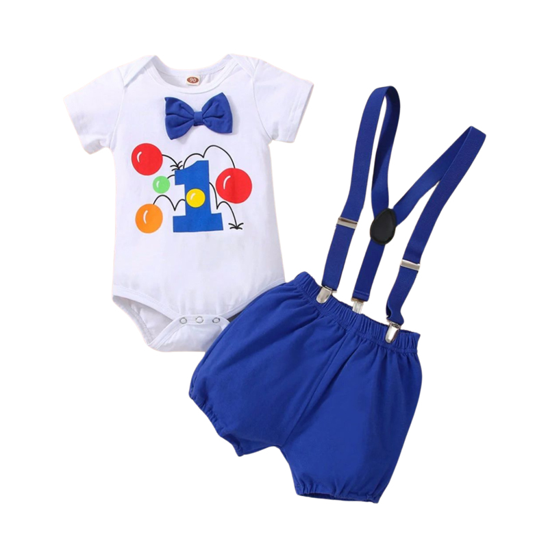 Matching Family Boy's First Birthday Dress - Blue - 2 Pcs