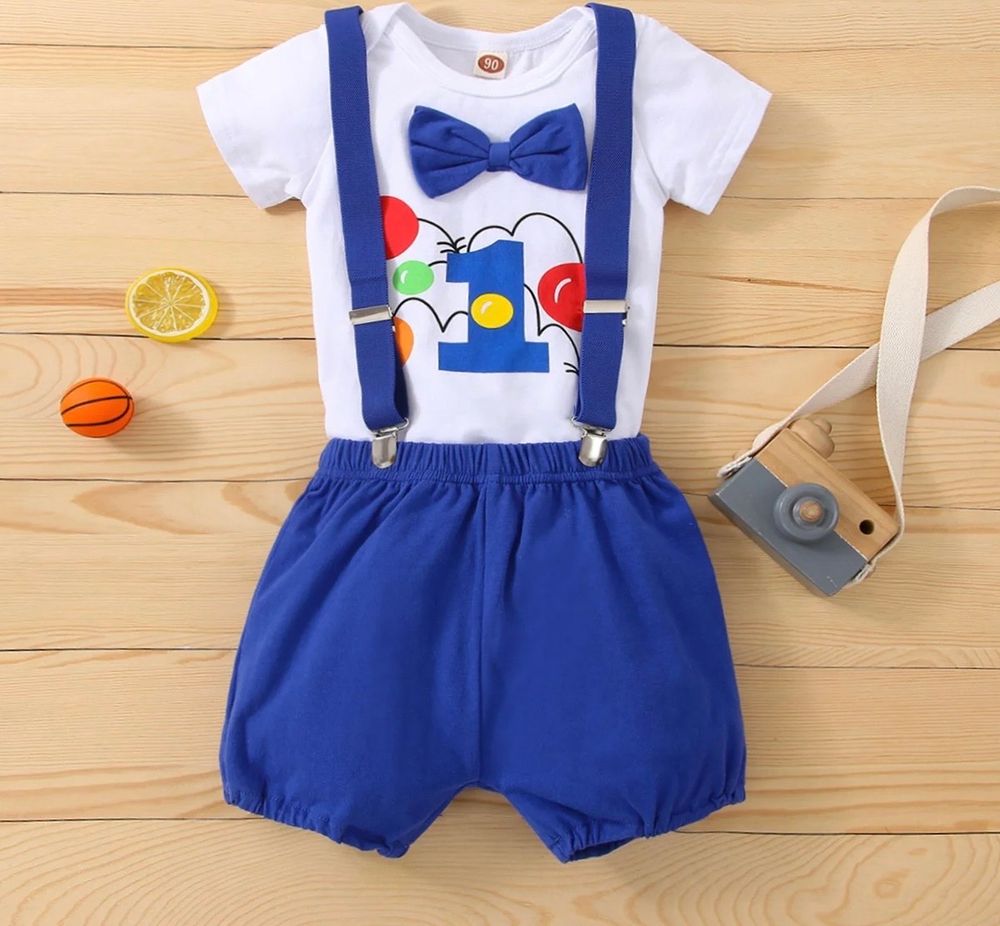 Matching Family Boy's First Birthday Dress - Blue - 2 Pcs