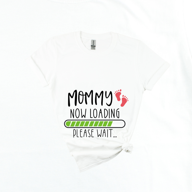 Matching Family Outfits - Mommy Now Loading Printed T-Shirt - White