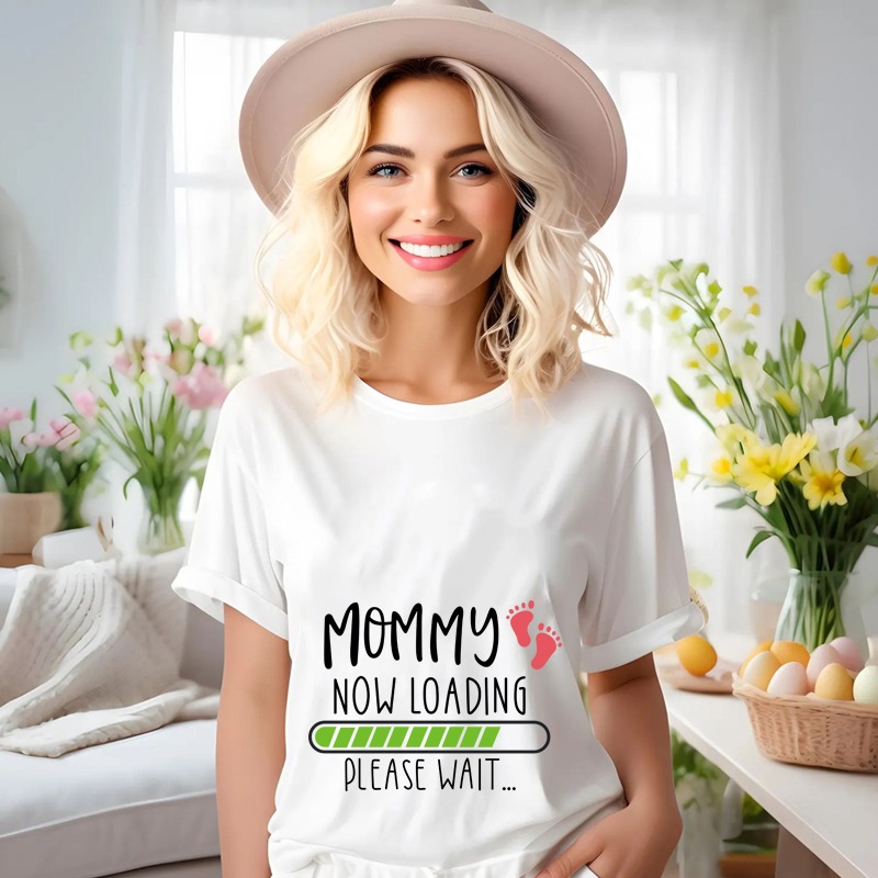 Matching Family Outfits - Mommy Now Loading Printed T-Shirt - White