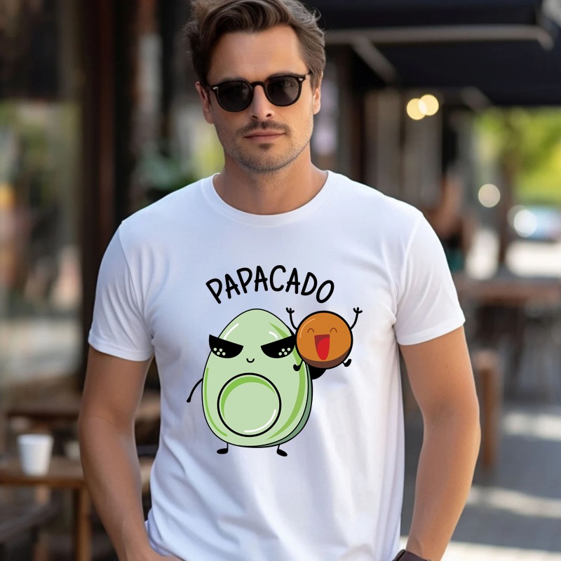 Matching Family Outfits - Papacado Printed Short Sleeves T-Shirt - White