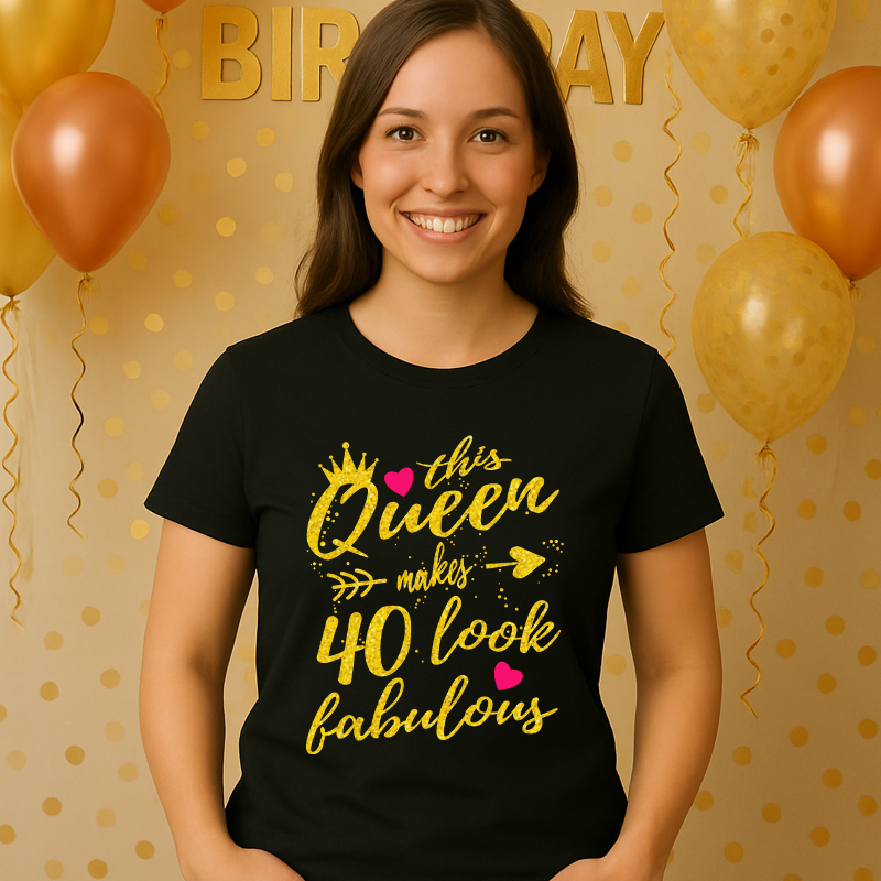 Matching Family This Queen Looks Printed T-Shirt - Black