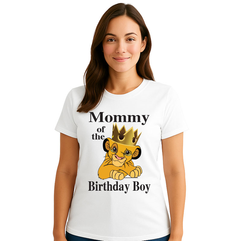 Matching Family Mommy of the Birthday Boy Printed T-Shirt - White