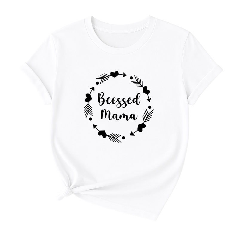 Matching Family Outfits - Blessed Mama Women T-Shirt - White