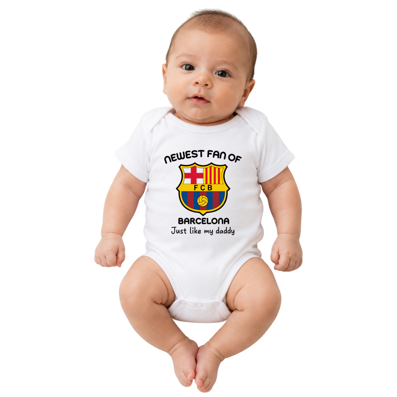 Matching Family Outfits - Newest Fan Of Barcelona Romper - White