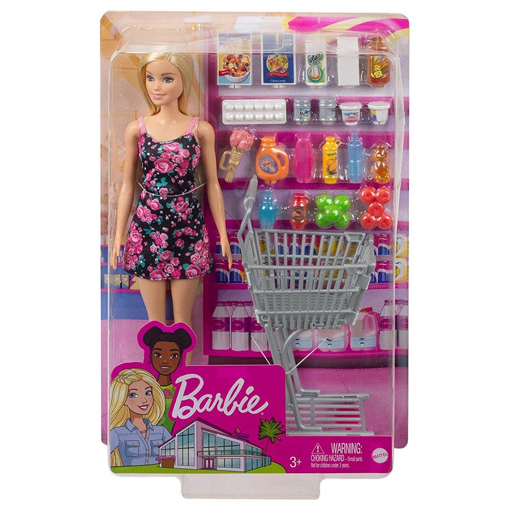 Barbie - Doll And Supermarket Playset - 20pcs