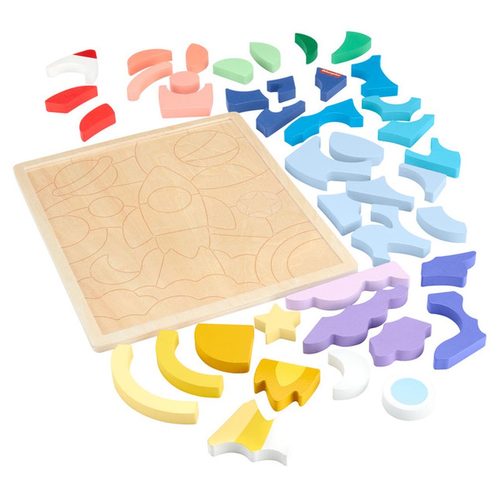 Fisher-Price Wooden Space Blocks Puzzle 42 Pcs