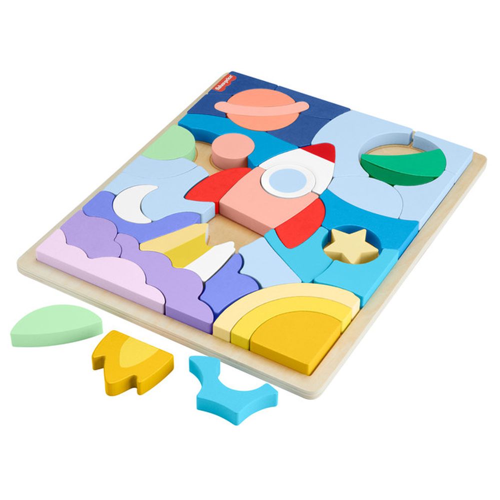 Fisher-Price Wooden Space Blocks Puzzle 42 Pcs