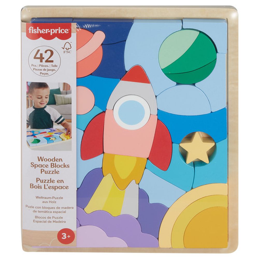Fisher-Price Wooden Space Blocks Puzzle 42 Pcs