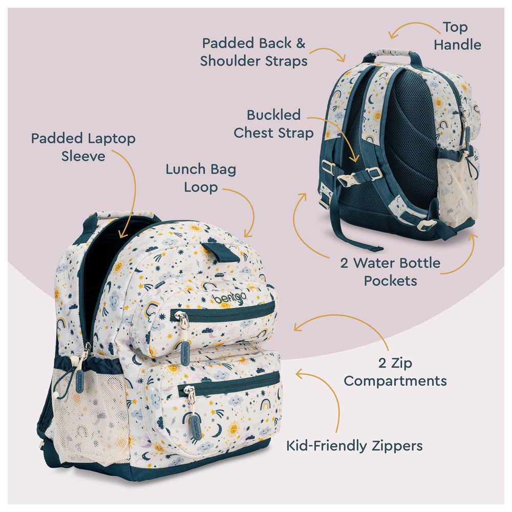Bentgo - Kids School Backpack - Friendly Skies - 14-Inch/36cm