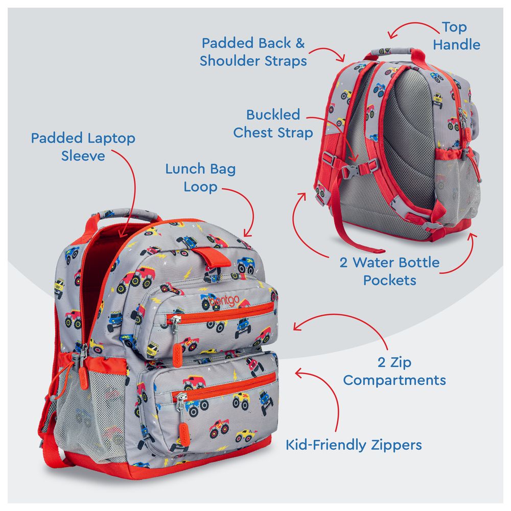 Bentgo - Kids School Backpack - Trucks - 14-Inch/36cm
