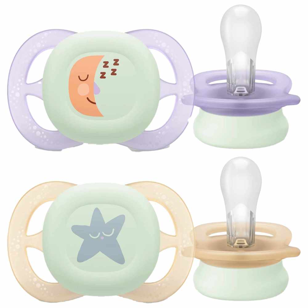 Philips Avent - Ultra Start Glow In The Dark Night Soother - 0-2 M - Purple - 2 Pcs