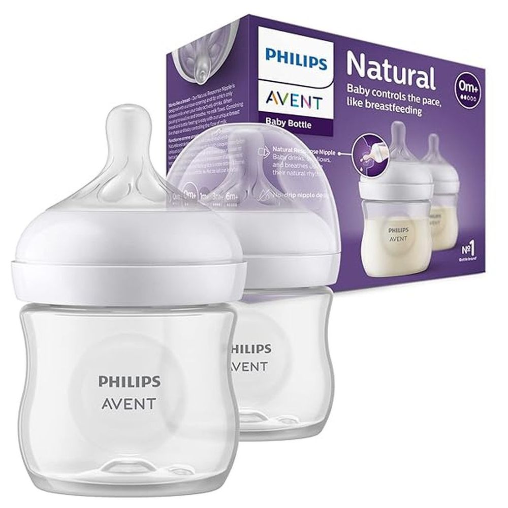 Philips Avent - Natural Response Plastic Baby Feeding Bottle 125ml - Pack of 2