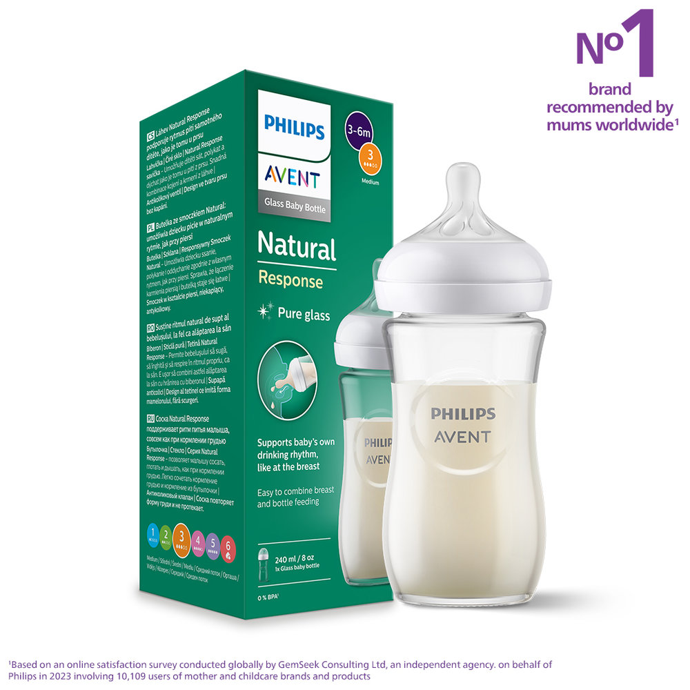Philips - Avent Natural 3.0 Feeding Glass Bottle - 240 ml