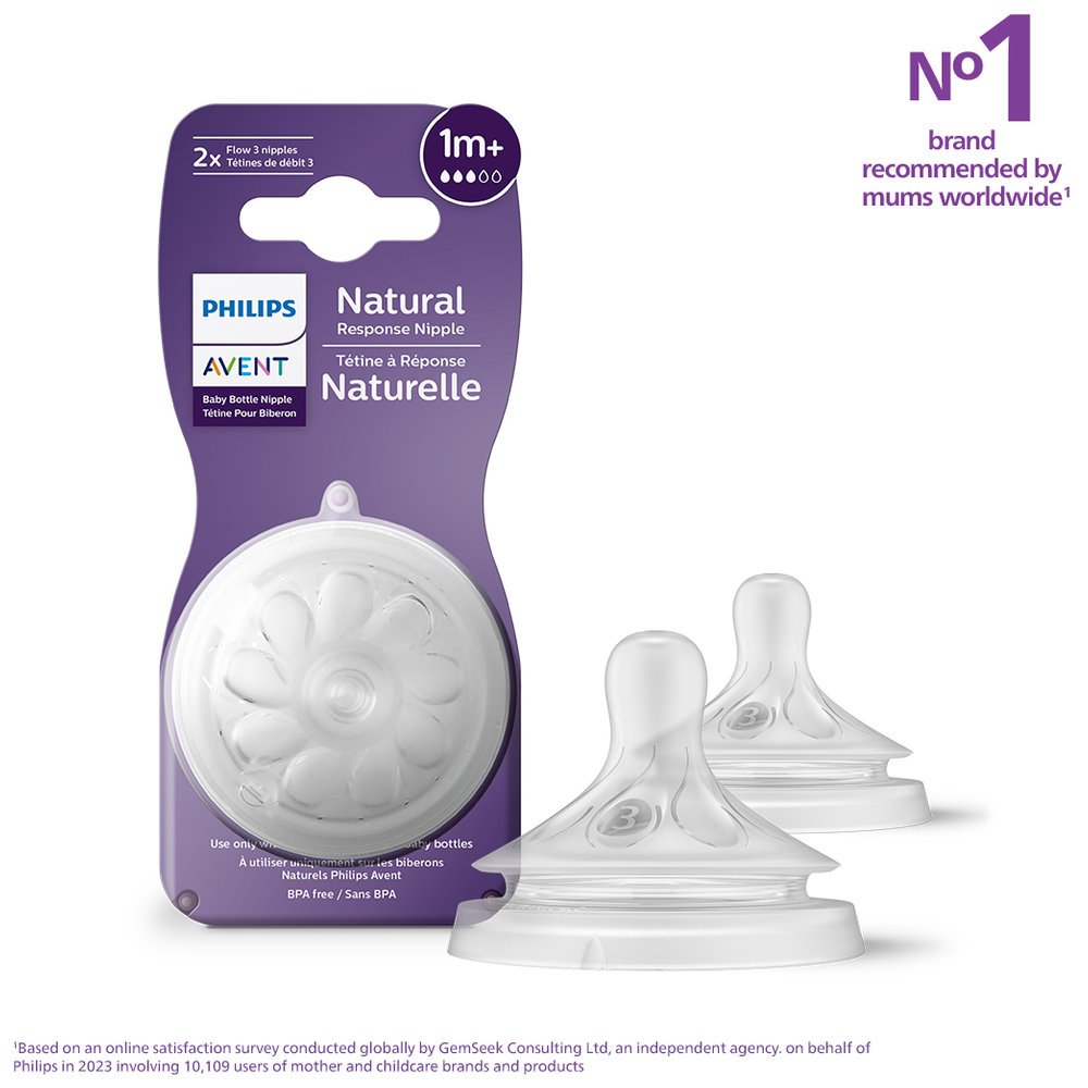 Philips Avent Baby Feeding Bottle Teat Natural Response T3 - 2 Teats