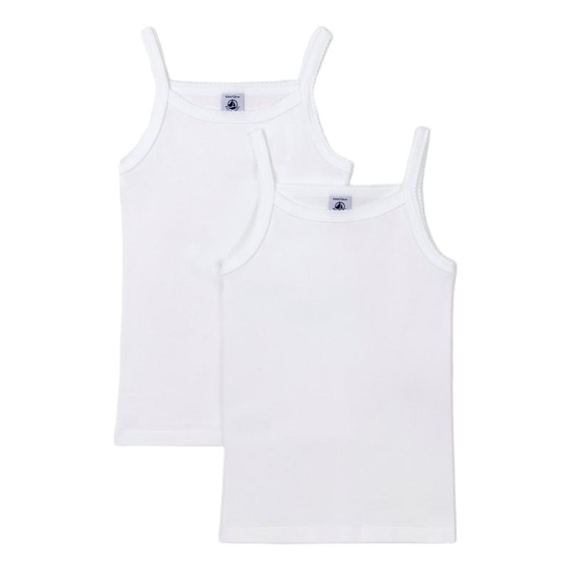 Petit Bateau Girl's Strappy Vests - White - 2 Pcs