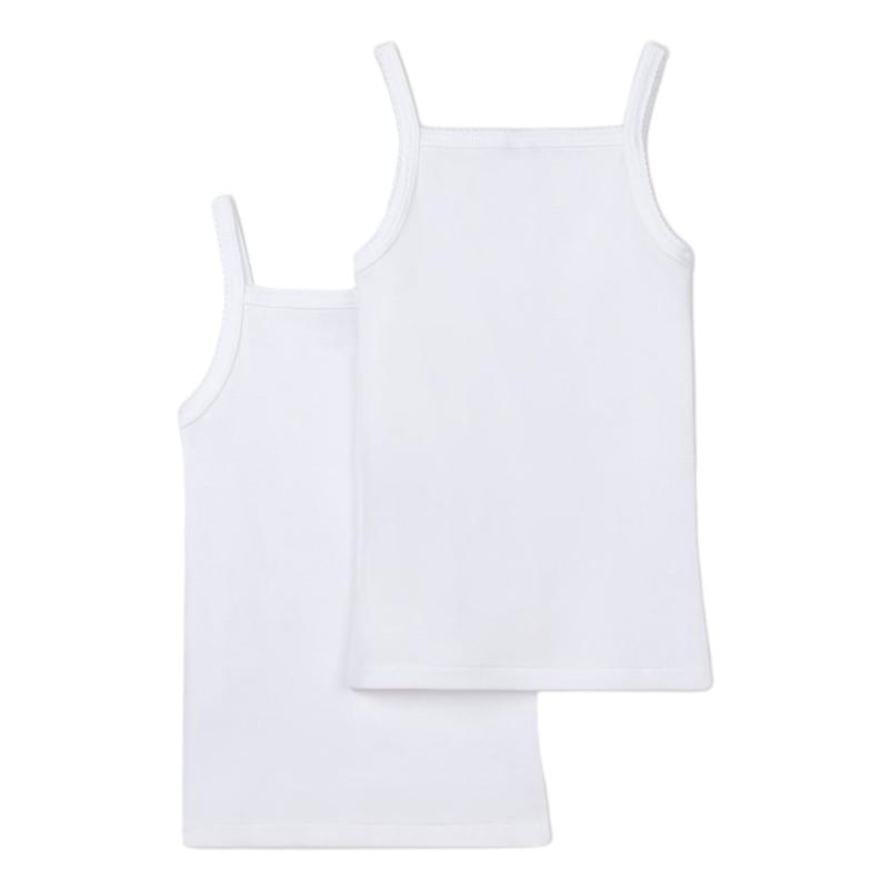 Petit Bateau Girl's Strappy Vests - White - 2 Pcs